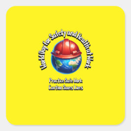 Werelddag voor veiligheid en gezondheid op het wer vierkante sticker