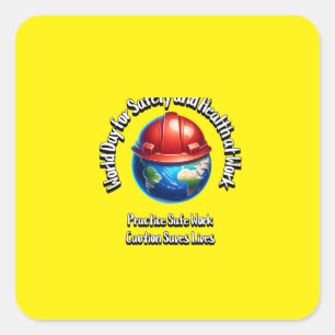 Werelddag voor veiligheid en gezondheid op het wer vierkante sticker