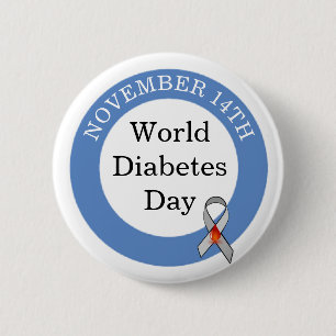 Werelddiabetesdag 14 november Bewustzijn Ronde Button 5,7 Cm
