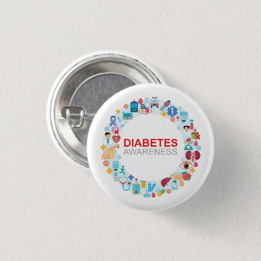 Werelddiabetesdag Bewustzijn Cirkel Button (Voorkant /achterkant)
