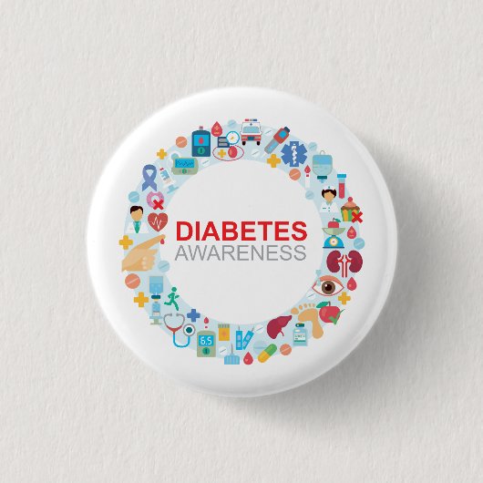 Werelddiabetesdag Bewustzijn Cirkel Button (Voorkant)