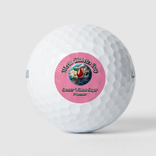 Werelddiabetesdag. Zoeter zonder suiker. Golfballen (Voorkant)