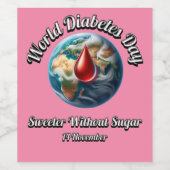 Werelddiabetesdag. Zoeter zonder suiker. Wijn Etiket (Enkel label)