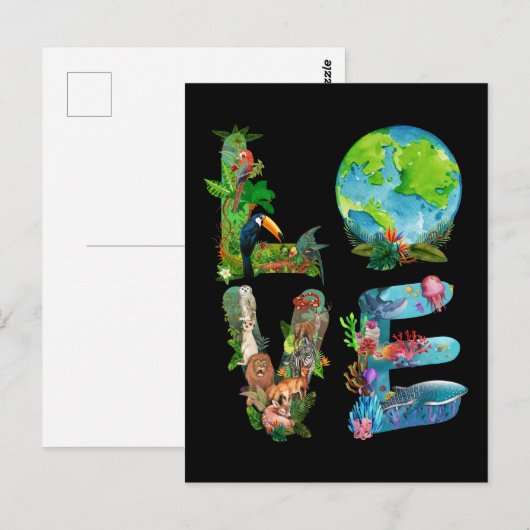 Werelddierdag - bescherming van het Shirt tegen di Briefkaart (Voorkant / Achterkant)