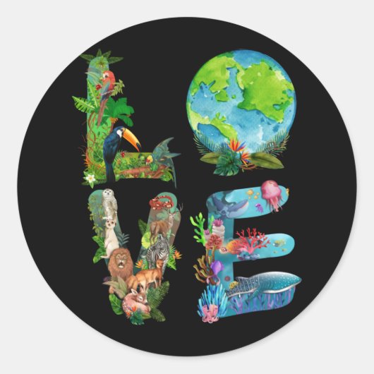 Werelddierdag - bescherming van het Shirt tegen di Ronde Sticker (Voorkant)