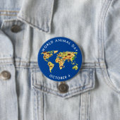 Werelddierdag, kaart van de dieren ronde button 7,6 cm (In situ)