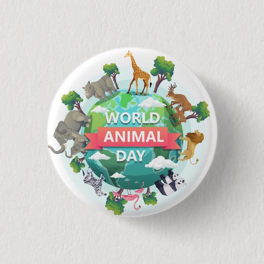 Werelddierdag Ronde Button 3,2 Cm (Voorkant)