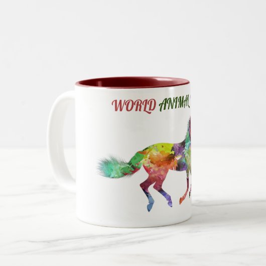 Werelddierdag Tweekleurige Koffiemok (Voorkant links)