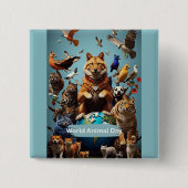 Werelddierdag Vierkante Button 5,1 Cm (Voorkant)