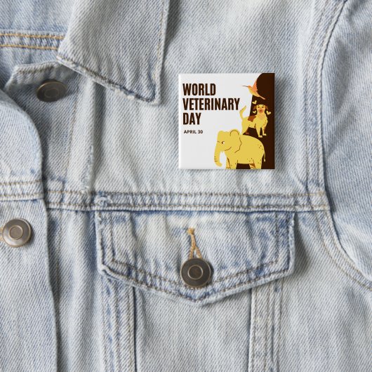 Werelddierdag Vierkante Button 5,1 Cm (In situ)