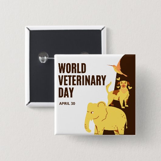 Werelddierdag Vierkante Button 5,1 Cm (Voorkant /achterkant)