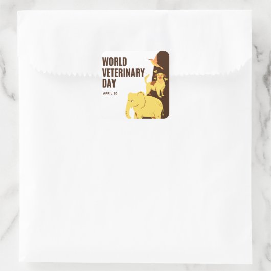 Werelddierdag Vierkante Sticker (Tas)