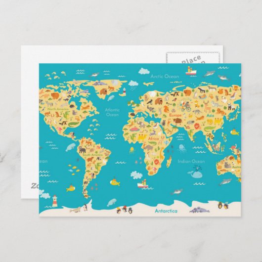 Werelddieren Briefkaart (Voorkant / Achterkant)