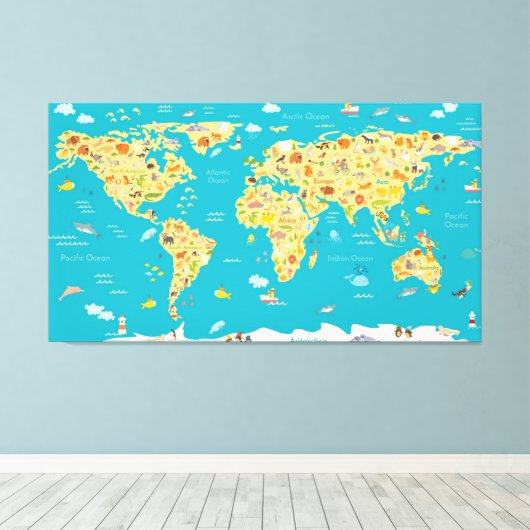 Werelddieren Canvas Afdruk (Insitu (Houten vloer))