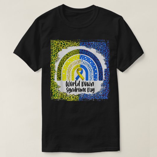 Werelddown Syndrome Dag Bewustheid Bleekte Regenbo T-shirt (Design voorkant)