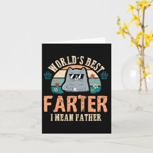 Werelden Best Farter Ik bedoel Vader Beste Kat Pap Kaart (Gele Bloem)