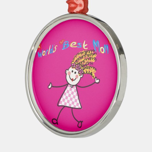 Werelden BEST MAM schattig cartoon mama Metalen Ornament (Links)