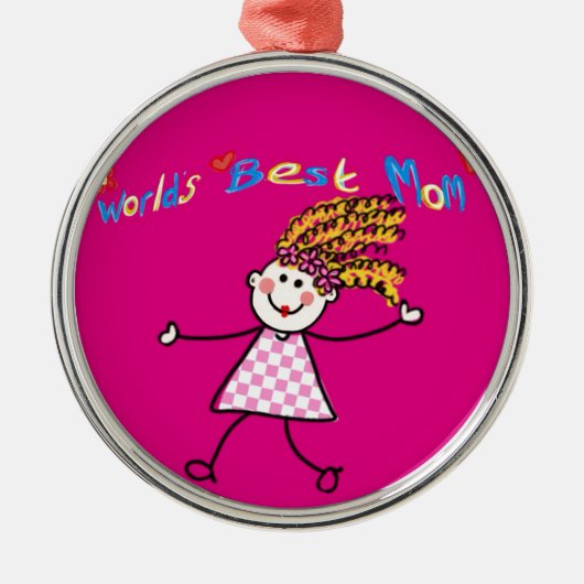 Werelden BEST MAM schattig cartoon mama Metalen Ornament (Voorkant)