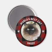 WERELDEN BESTE CAT Red en Black Buffalo Check Magneet (Voorkant / Achterkant)