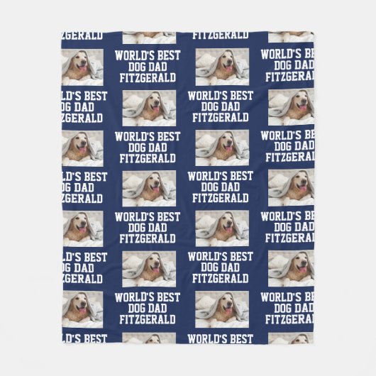 WERELDEN BESTE HOND DAD Custom Naam Foto Fleece Deken (Voorkant)