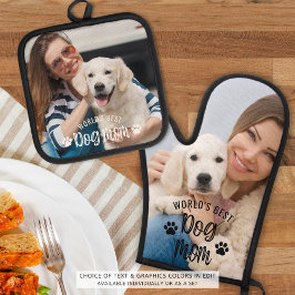 Werelden Beste Hond Mam Foto Pawprints Ovenwant & Pannenlap Set