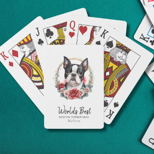 Werelden Beste Hond Moeder Boston Terrier Monogram Pokerkaarten