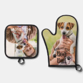 Werelden Beste Hond Papa Foto Pawprints Ovenwant & Pannenlap Set (Voorkant)