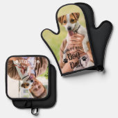 Werelden Beste Hond Papa Foto Pawprints Ovenwant & Pannenlap Set (Voorkant / Achterkant)