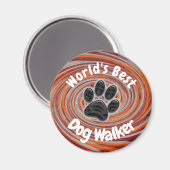 Werelden Beste Hond Walker Groovy Paw Print Puppy  Magneet (Voorkant / Achterkant)