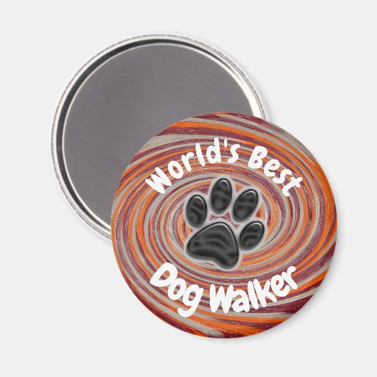 Werelden Beste Hond Walker Groovy Paw Print Puppy  Magneet (Voorkant / Achterkant)