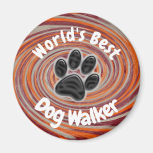 Werelden Beste Hond Walker Groovy Paw Print Puppy Magneet