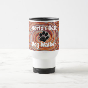 Werelden Beste Hond Walker Groovy Paw Print Puppy Reisbeker