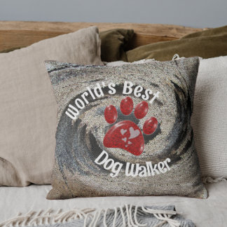 Werelden Beste Hond Walker Mozaïek Swirl Paw Print Kussen