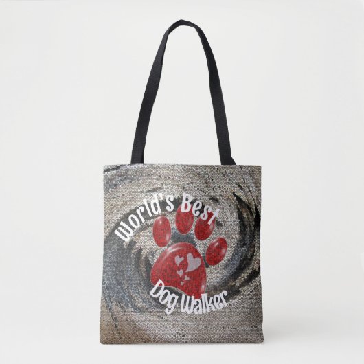 Werelden Beste Hond Walker Mozaïek Swirl Paw Print Tote Bag (Voorkant)