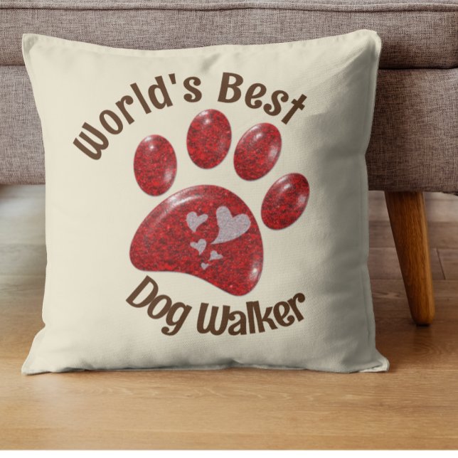 Werelden Beste Hond Walker Paw Print Dierenverzorg Kussen (Creator heeft geüpload)
