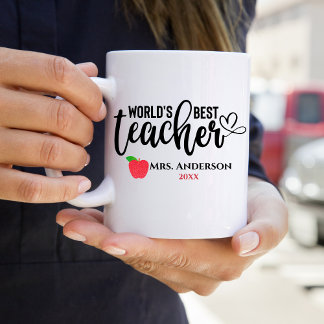 Werelden Beste Leraar Glitter Red Apple gepersonal Koffiemok