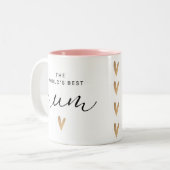Werelden Beste Mam Met Harten Tweekleurige Koffiemok (Voorkant links)
