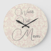 Werelden Beste Mama Roze Damast Wall Clock Grote Klok (Voorkant)