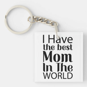 Werelden Beste Moeder Elegant Zwart-wit Script Sleutelhanger