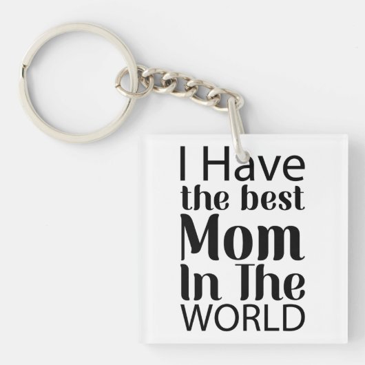 Werelden Beste Moeder Elegant Zwart-wit Script Sleutelhanger (Voorkant)