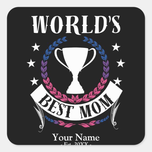 Werelden Beste Moeder Moederdag Biseksuele Vlagkle Vierkante Sticker (Voorkant)