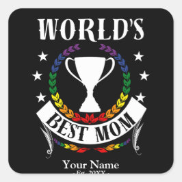 Werelden Beste Moeder Moederdag Regenboog Vlag Kle Vierkante Sticker