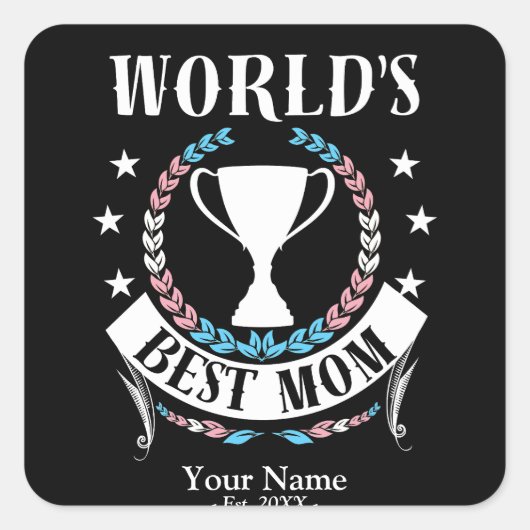 Werelden Beste Moeder Moederdag Trans vlag kleuren Vierkante Sticker (Voorkant)