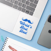 Werelden Beste Pap, Retro Stijlvolle Blauwe Vaders Sticker (Laptop met iPhone)