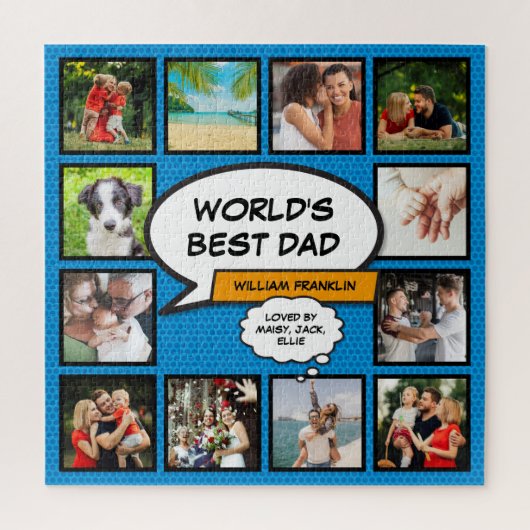 Werelden Beste Papa Leuke Cool Comic Fotocollage Legpuzzel (Verticaal)