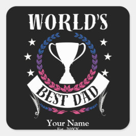 Werelden Beste Papa Vaderdag Biseksuele Vlagkleure Vierkante Sticker