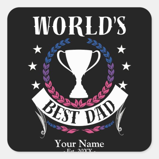 Werelden Beste Papa Vaderdag Biseksuele Vlagkleure Vierkante Sticker (Voorkant)