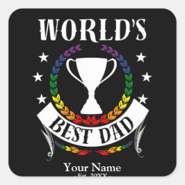 Werelden Beste Papa Vaderdag Regenboog Vlag Kleure Vierkante Sticker
