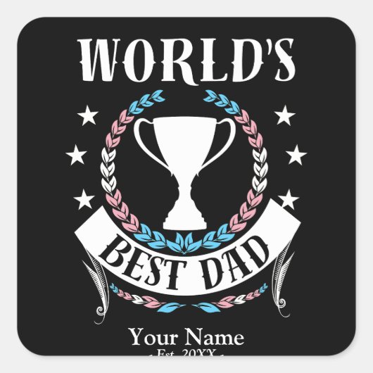 Werelden Beste Papa Vaderdag Trans Vlagkleuren Vierkante Sticker (Voorkant)