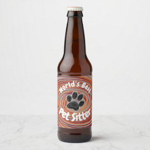 Werelden Beste Pet Sitter Groovy Paw Print Zorgver Bier Etiket